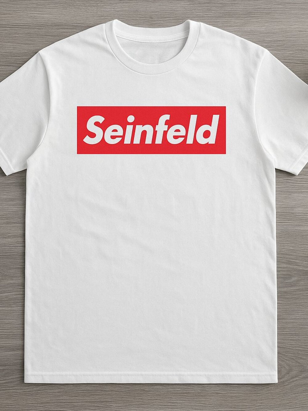 White 90s Box Logo Graphic Tee Bold Red Streetwear Style Shirt